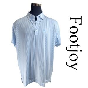 Footjoy FJ XXL Blue White Stripe Polo Short Sleeve 2XL Men's Shirt Golf